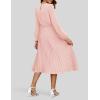 imageZESICA Womens Fall Long Sleeve Dresses 2025 Casual Crewneck Chiffon Swing Pleated A Line Cocktail Party Midi DressLight Pink