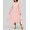 imageZESICA Womens Fall Long Sleeve Dresses 2025 Casual Crewneck Chiffon Swing Pleated A Line Cocktail Party Midi DressLight Pink