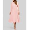imageZESICA Womens Fall Long Sleeve Dresses 2025 Casual Crewneck Chiffon Swing Pleated A Line Cocktail Party Midi DressLight Pink