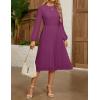 imageZESICA Womens Fall Long Sleeve Dresses 2025 Casual Crewneck Chiffon Swing Pleated A Line Cocktail Party Midi DressPlum