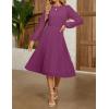 imageZESICA Womens Fall Long Sleeve Dresses 2025 Casual Crewneck Chiffon Swing Pleated A Line Cocktail Party Midi DressPlum