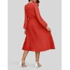 imageZESICA Womens Fall Long Sleeve Dresses 2025 Casual Crewneck Chiffon Swing Pleated A Line Cocktail Party Midi DressRed