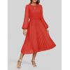 imageZESICA Womens Fall Long Sleeve Dresses 2025 Casual Crewneck Chiffon Swing Pleated A Line Cocktail Party Midi DressRed