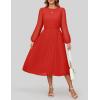 imageZESICA Womens Fall Long Sleeve Dresses 2025 Casual Crewneck Chiffon Swing Pleated A Line Cocktail Party Midi DressRed