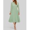 imageZESICA Womens Fall Long Sleeve Dresses 2025 Casual Crewneck Chiffon Swing Pleated A Line Cocktail Party Midi DressSage Green