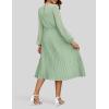 imageZESICA Womens Fall Long Sleeve Dresses 2025 Casual Crewneck Chiffon Swing Pleated A Line Cocktail Party Midi DressSage Green