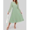 imageZESICA Womens Fall Long Sleeve Dresses 2025 Casual Crewneck Chiffon Swing Pleated A Line Cocktail Party Midi DressSage Green