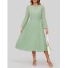imageZESICA Womens Fall Long Sleeve Dresses 2025 Casual Crewneck Chiffon Swing Pleated A Line Cocktail Party Midi DressSage Green
