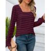 imageZESICA Womens Puff Long Sleeve Square Neck Shirts Fall Causal Trendy Tunic TopsDarkblue