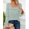 imageZESICA Womens Puff Long Sleeve Square Neck Shirts Fall Causal Trendy Tunic TopsGraygreen