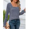 imageZESICA Womens Puff Long Sleeve Square Neck Shirts Fall Causal Trendy Tunic TopsNavy