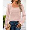 imageZESICA Womens Puff Long Sleeve Square Neck Shirts Fall Causal Trendy Tunic TopsPink
