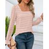 imageZESICA Womens Puff Long Sleeve Square Neck Shirts Fall Causal Trendy Tunic TopsPink
