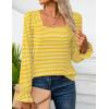 imageZESICA Womens Puff Long Sleeve Square Neck Shirts Fall Causal Trendy Tunic TopsYellow