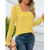 imageZESICA Womens Puff Long Sleeve Square Neck Shirts Fall Causal Trendy Tunic TopsYellow