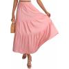 imageZESICA Womens 2025 Summer Plaid Flower Elastic High Waist Flowy A Line Maxi Skirt with PocketsPink