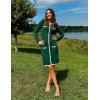 imageZESICA Fall Dresses for Women 2025 Long Sleeve Button Color Block Knit Bodycon Short Sweater Dresses with PocketsGreen