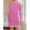 imageZESICA Fall Dresses for Women 2025 Long Sleeve Button Color Block Knit Bodycon Short Sweater Dresses with PocketsPink