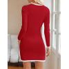 imageZESICA Fall Dresses for Women 2025 Long Sleeve Button Color Block Knit Bodycon Short Sweater Dresses with PocketsRed
