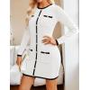 imageZESICA Fall Dresses for Women 2025 Long Sleeve Button Color Block Knit Bodycon Short Sweater Dresses with PocketsWhite
