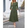 imageZESICA Womens Springl Long Sleeve Maxi Dresses Casual Crew Neck Swiss Dot Tiered Flowy A Line Wedding Guest DressArmy Green
