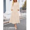 imageZESICA Womens Springl Long Sleeve Maxi Dresses Casual Crew Neck Swiss Dot Tiered Flowy A Line Wedding Guest DressBeige