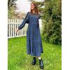 imageZESICA Womens Springl Long Sleeve Maxi Dresses Casual Crew Neck Swiss Dot Tiered Flowy A Line Wedding Guest DressDusty Blue