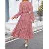 imageZESICA Womens Springl Long Sleeve Maxi Dresses Casual Crew Neck Swiss Dot Tiered Flowy A Line Wedding Guest DressDusty Pink