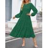 imageZESICA Womens Springl Long Sleeve Maxi Dresses Casual Crew Neck Swiss Dot Tiered Flowy A Line Wedding Guest DressGreen