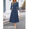 imageZESICA Womens Springl Long Sleeve Maxi Dresses Casual Crew Neck Swiss Dot Tiered Flowy A Line Wedding Guest DressNavy