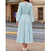 imageZESICA Womens Springl Long Sleeve Maxi Dresses Casual Crew Neck Swiss Dot Tiered Flowy A Line Wedding Guest DressSky