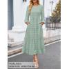 imageZESICA Womens Springl Long Sleeve Maxi Dresses Casual Crew Neck Swiss Dot Tiered Flowy A Line Wedding Guest DressTurquoise