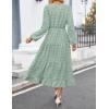 imageZESICA Womens Springl Long Sleeve Maxi Dresses Casual Crew Neck Swiss Dot Tiered Flowy A Line Wedding Guest DressTurquoise