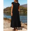 imageZESICA Womens Summer Casual Dresses Flutter Short Sleeve Crewneck Loose Flowy Tiered Beach Maxi Dress with PocketsBlack