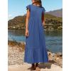 imageZESICA Womens Summer Casual Dresses Flutter Short Sleeve Crewneck Loose Flowy Tiered Beach Maxi Dress with PocketsDustyblue