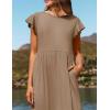 imageZESICA Womens Summer Casual Dresses Flutter Short Sleeve Crewneck Loose Flowy Tiered Beach Maxi Dress with PocketsKhaki