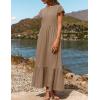 imageZESICA Womens Summer Casual Dresses Flutter Short Sleeve Crewneck Loose Flowy Tiered Beach Maxi Dress with PocketsKhaki
