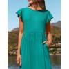 imageZESICA Womens Summer Casual Dresses Flutter Short Sleeve Crewneck Loose Flowy Tiered Beach Maxi Dress with PocketsLakegreen