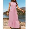 imageZESICA Womens Summer Casual Dresses Flutter Short Sleeve Crewneck Loose Flowy Tiered Beach Maxi Dress with PocketsPink
