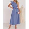 imageZESICA Womens Summer One Shoulder Ruffle Dress Sleeveless Empire Waist Boho Flowy Maxi DressesDustyblue