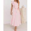 imageZESICA Womens Summer One Shoulder Ruffle Dress Sleeveless Empire Waist Boho Flowy Maxi DressesPink