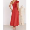 imageZESICA Womens Summer One Shoulder Ruffle Dress Sleeveless Empire Waist Boho Flowy Maxi DressesWatermelonred