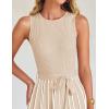 imageZESICA Womens Summer Sleeveless Maxi Dress 2025 Crewneck Ribbed Knit Tie Waist Casual A Line Swing DressesApricot