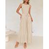 imageZESICA Womens Summer Sleeveless Maxi Dress 2025 Crewneck Ribbed Knit Tie Waist Casual A Line Swing DressesApricot