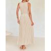 imageZESICA Womens Summer Sleeveless Maxi Dress 2025 Crewneck Ribbed Knit Tie Waist Casual A Line Swing DressesApricot