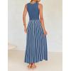 imageZESICA Womens Summer Sleeveless Maxi Dress 2025 Crewneck Ribbed Knit Tie Waist Casual A Line Swing DressesDustyblue