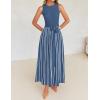 imageZESICA Womens Summer Sleeveless Maxi Dress 2025 Crewneck Ribbed Knit Tie Waist Casual A Line Swing DressesDustyblue