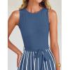 imageZESICA Womens Summer Sleeveless Maxi Dress 2025 Crewneck Ribbed Knit Tie Waist Casual A Line Swing DressesDustyblue