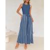 imageZESICA Womens Summer Sleeveless Maxi Dress 2025 Crewneck Ribbed Knit Tie Waist Casual A Line Swing DressesDustyblue