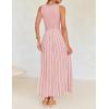 imageZESICA Womens Summer Sleeveless Maxi Dress 2025 Crewneck Ribbed Knit Tie Waist Casual A Line Swing DressesDustypink